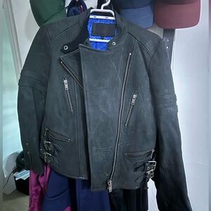 Mackage Motor Jacket in Blue (Aritzia)